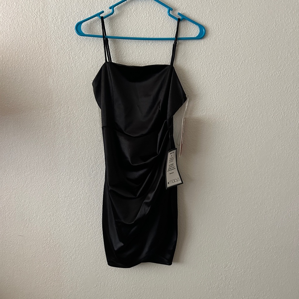 Short black satin dress
